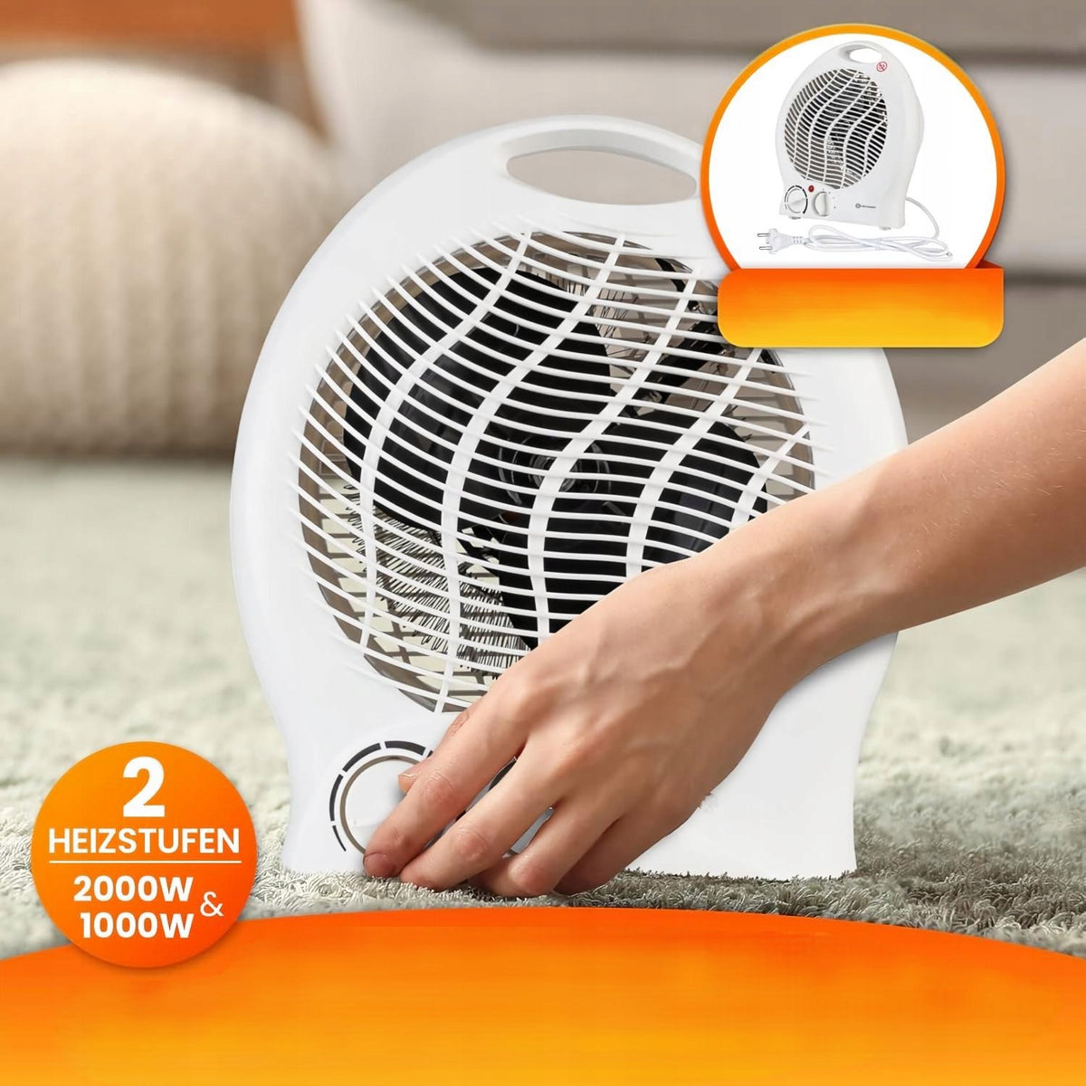 BLOWER HEATER 2000W 1000W ENERGY SAVING SILENT FAN Packaging status original