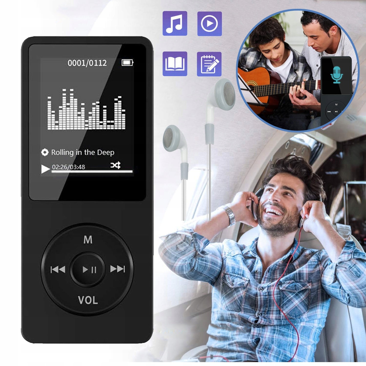 BLUETOOTH 5.0 MP3 PLAYER, PORTABLE HIFI MUSIC PLAYER, FM RADIO
