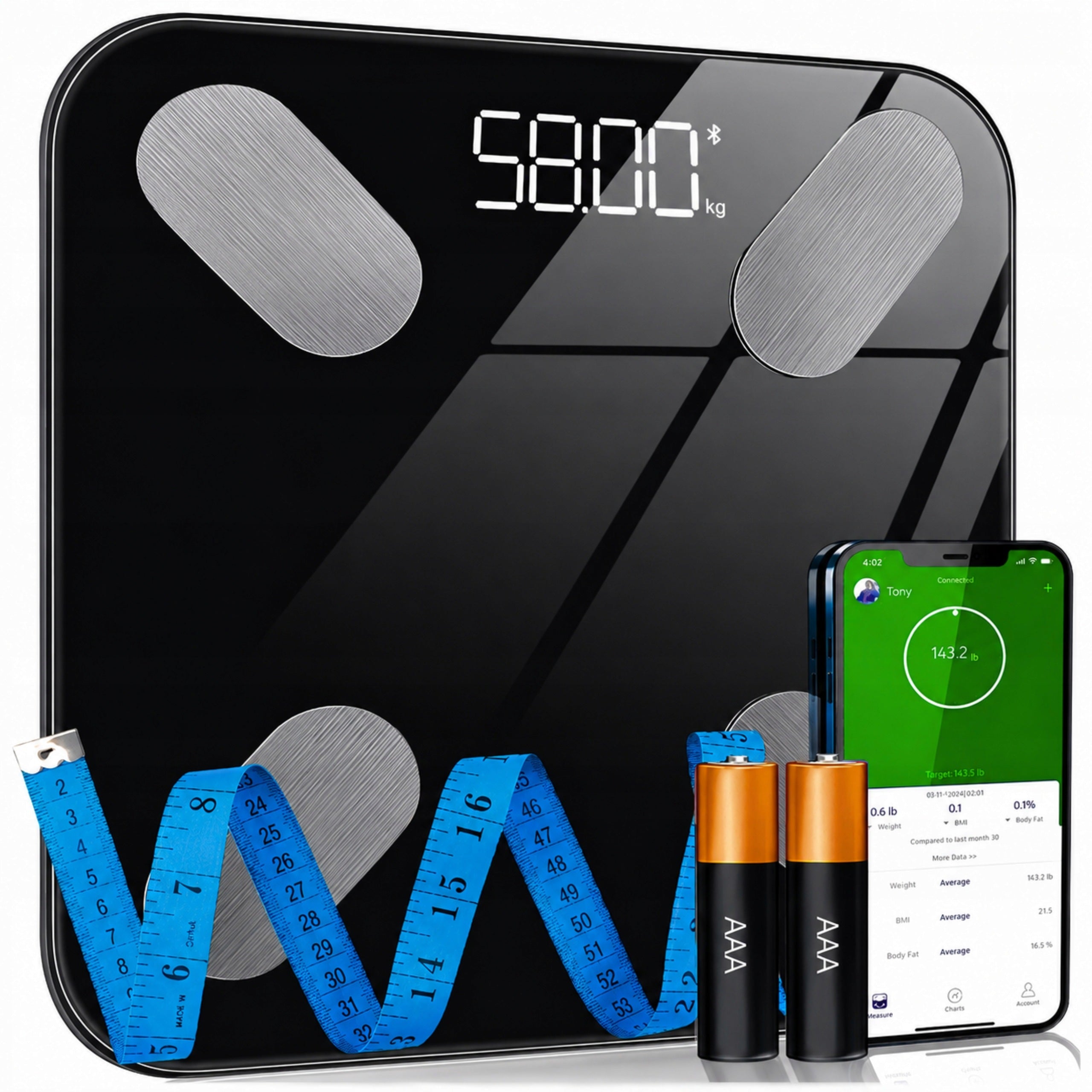 BLUETOOTH BATHROOM SCALE ANALYTICAL ELECTRONIC SMART + 25in1 APP