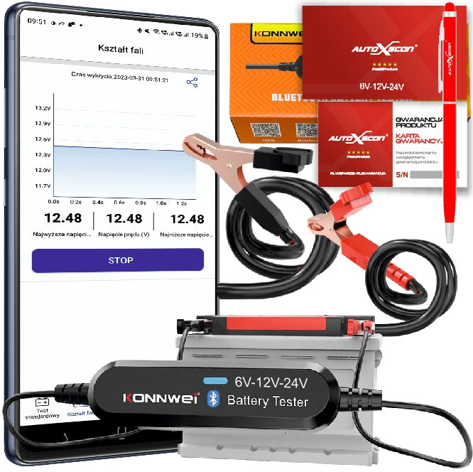 BLUETOOTH BATTERY TESTER KONNWEI 6V 12V 24V! Brand Konnwei