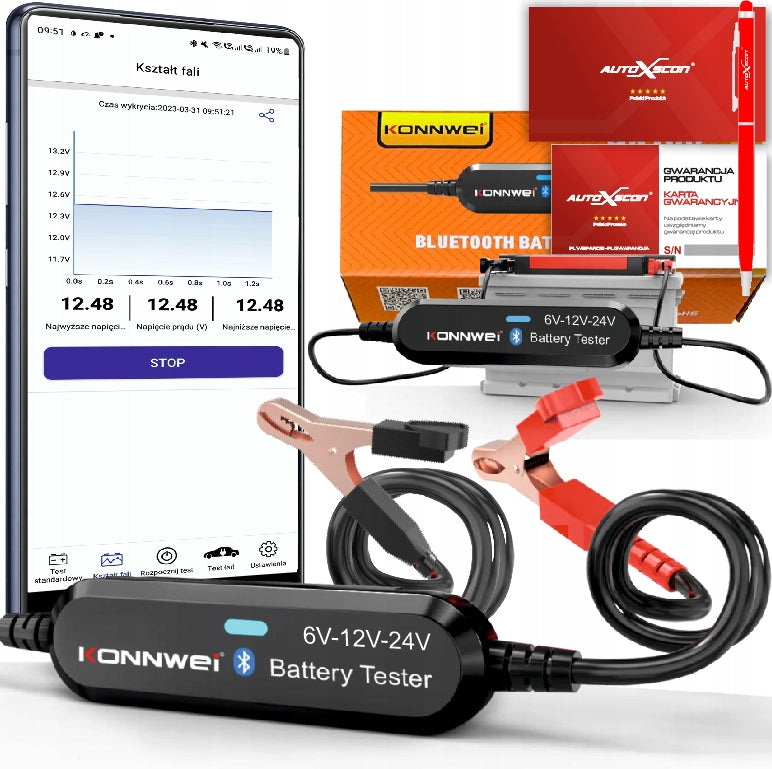 BLUETOOTH BATTERY TESTER KONNWEI 6V 12V 24V!