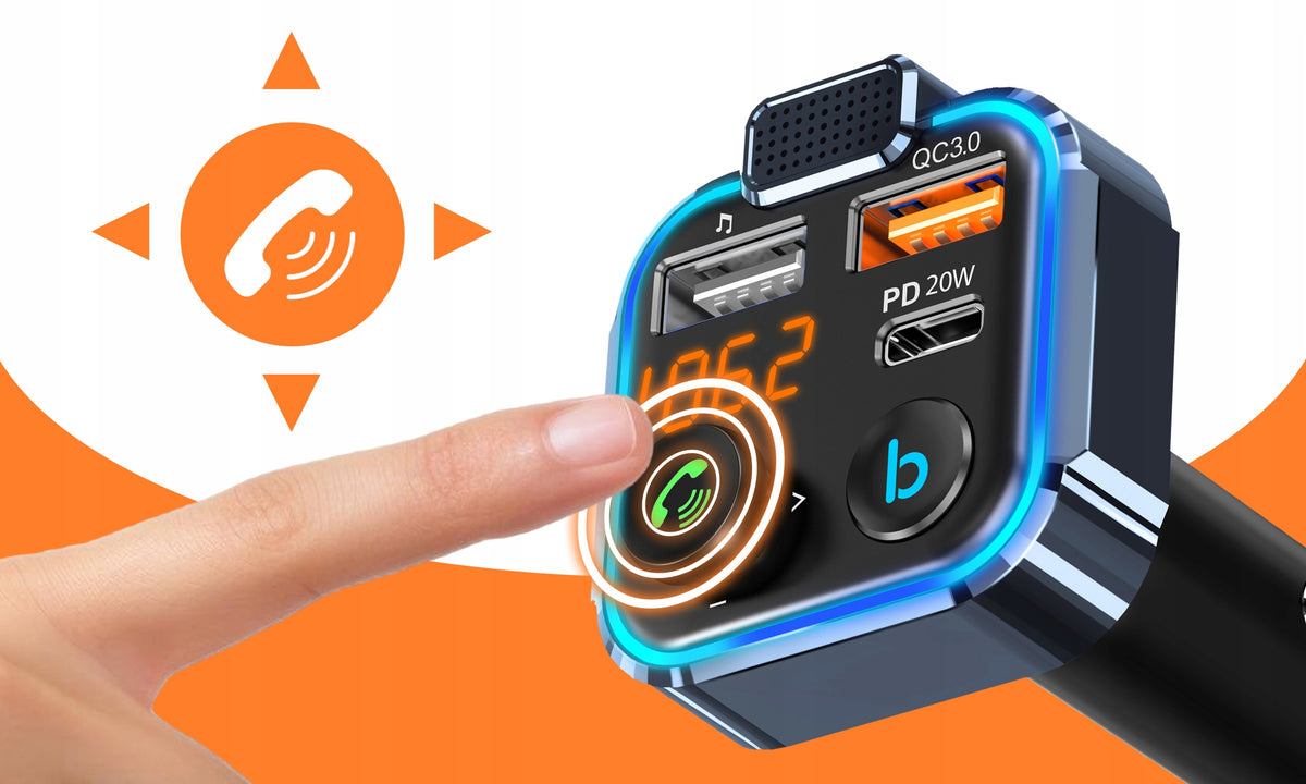 BLUETOOTH CAR FM TRANSMITTER 3x USB ADAPTER FAST MP3 RGB CHARGER Manufacturer code 5908076554746