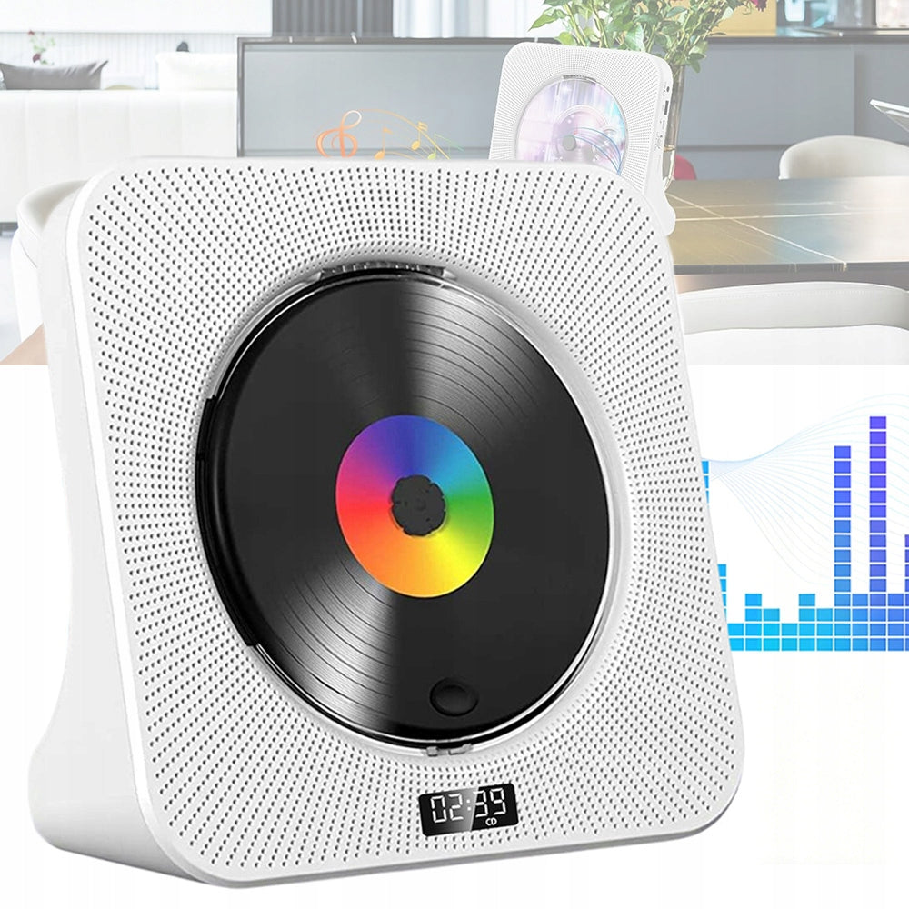 BLUETOOTH CD PLAYER 5.0 MP3 USB/AUX SPEAKERS WHITE WITH REMOTE CONTROL