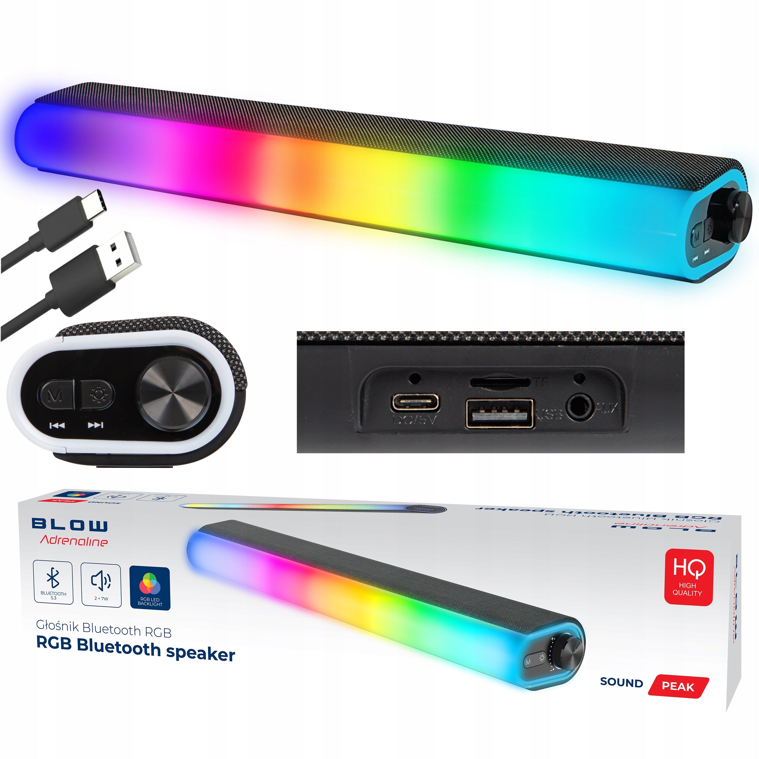 BLUETOOTH SPEAKER SOUNDBAR GAMING COMPUTER SPEAKERS LED RGB USB