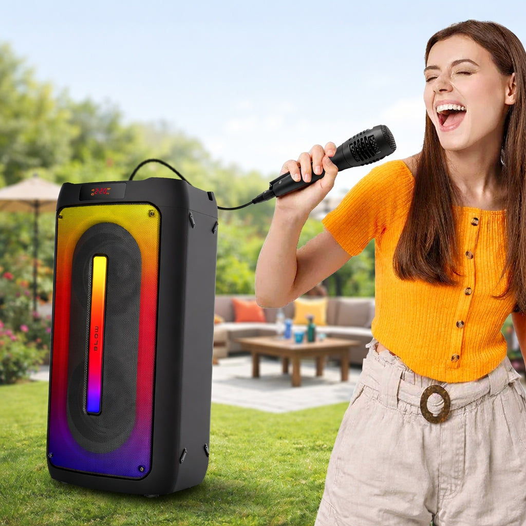 BLUETOOTH SPEAKER USB PORTABLE BOOMBOX RGB KARAOKE MICROPHONE REMOTE CONTROL SET Packaging status original