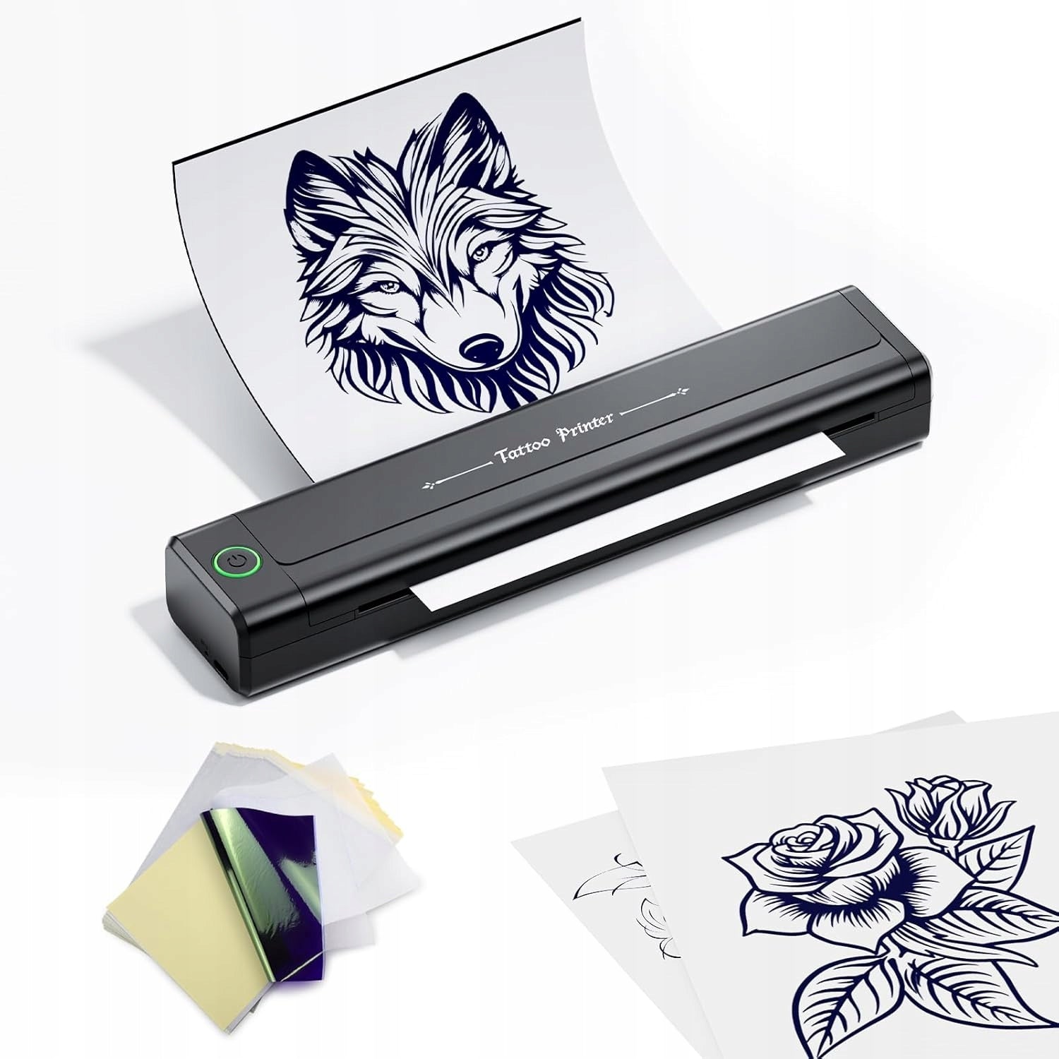 BLUETOOTH THERMAL TATTOO PRINTER A4 TEMPLATES + 10 PAPERS
