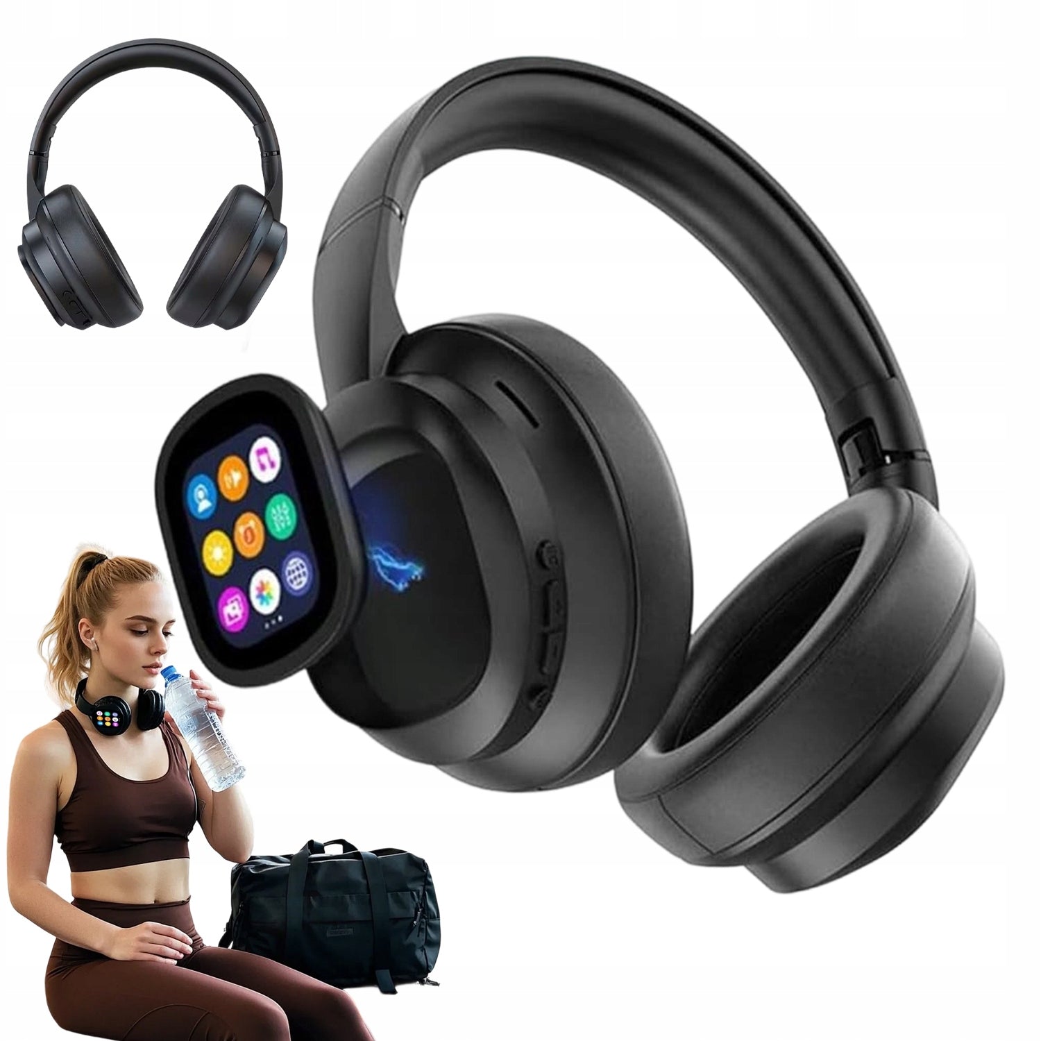 BLUETOOTH TRANSLATION HEADPHONES TOUCH SCREEN BLACK AI 133 LANGUAGES