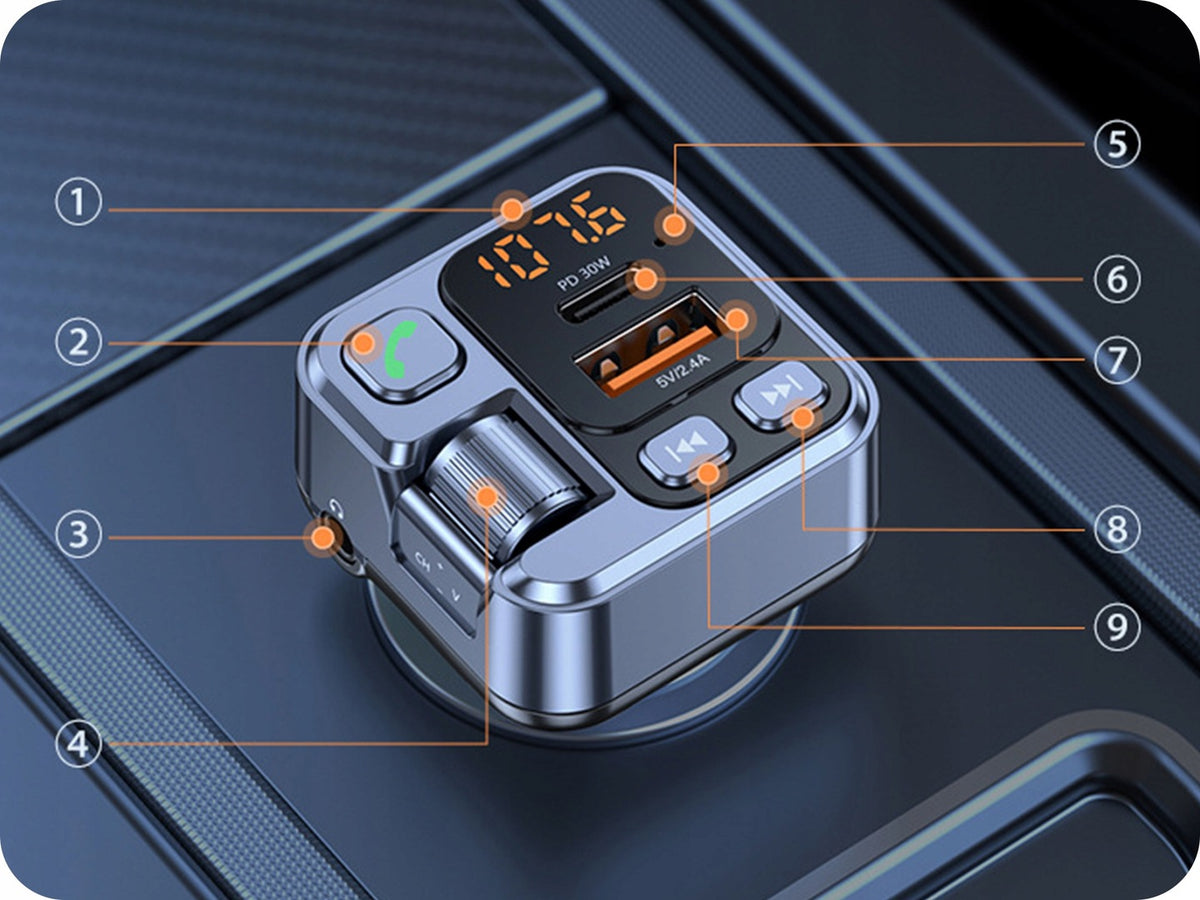 BLUETOOTH TRANSMITTER CAR AUDIO FM MP3 BT FAST CHARGER USB T16 Brand GTS