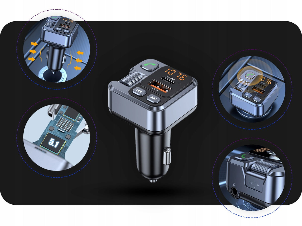BLUETOOTH TRANSMITTER CAR AUDIO FM MP3 BT FAST CHARGER USB T16 Manufacturer code HZGT