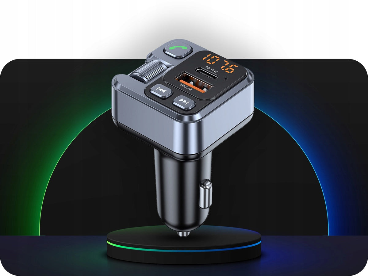BLUETOOTH TRANSMITTER CAR AUDIO FM MP3 BT FAST CHARGER USB T16