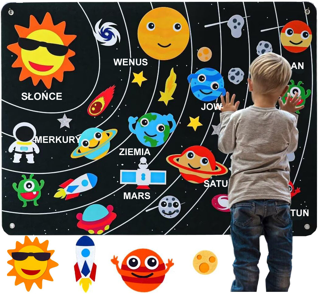 BOARD MAT EDUCATIONAL BOARD FELT FOR CHILDREN SOLAR SYSTEM Polish