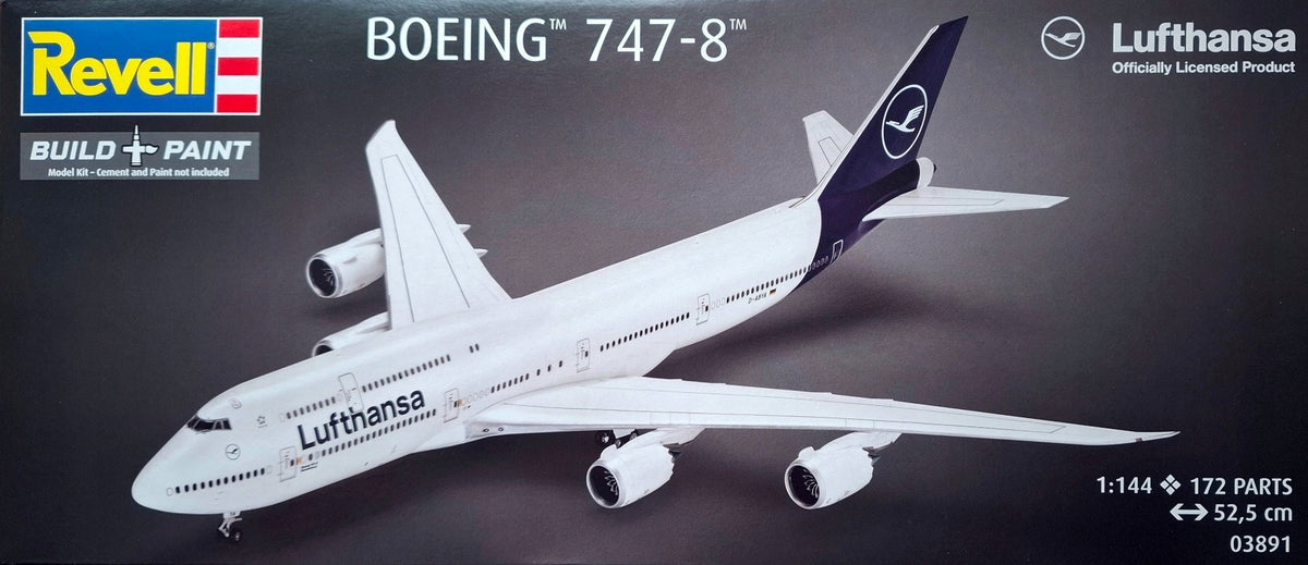 BOEING 747-8 large passenger aircraft model + glue, mat A3, paint.... Packaging status original