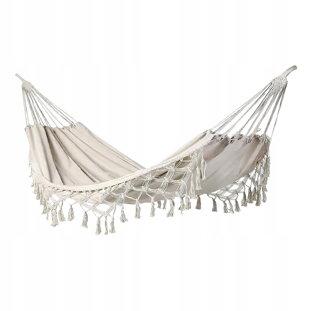 BOHO HAMMOCK WITH FRINGES BRAZILIAN BEIGE CREAM GARDEN STRONG XXL CM Manufacturer code KJFH008
