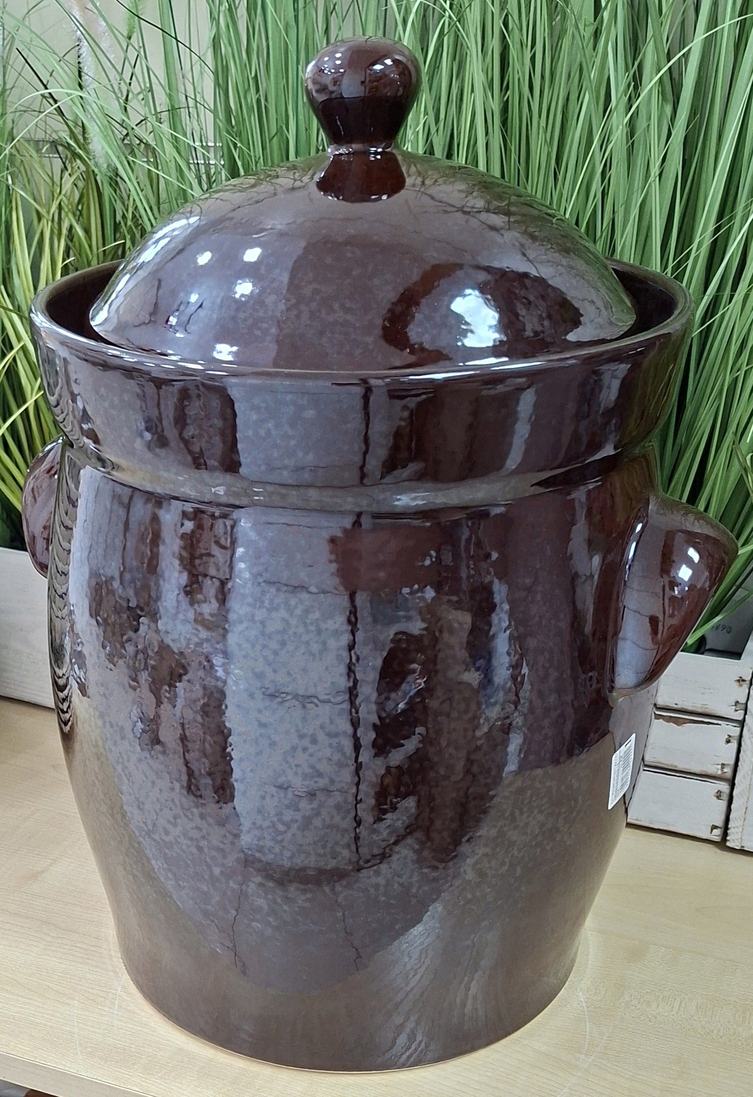 BOLESŁAWIEC HERMETIC POT FOR PICKLING WITH FLANGE 15L 1915 ZM BROWN