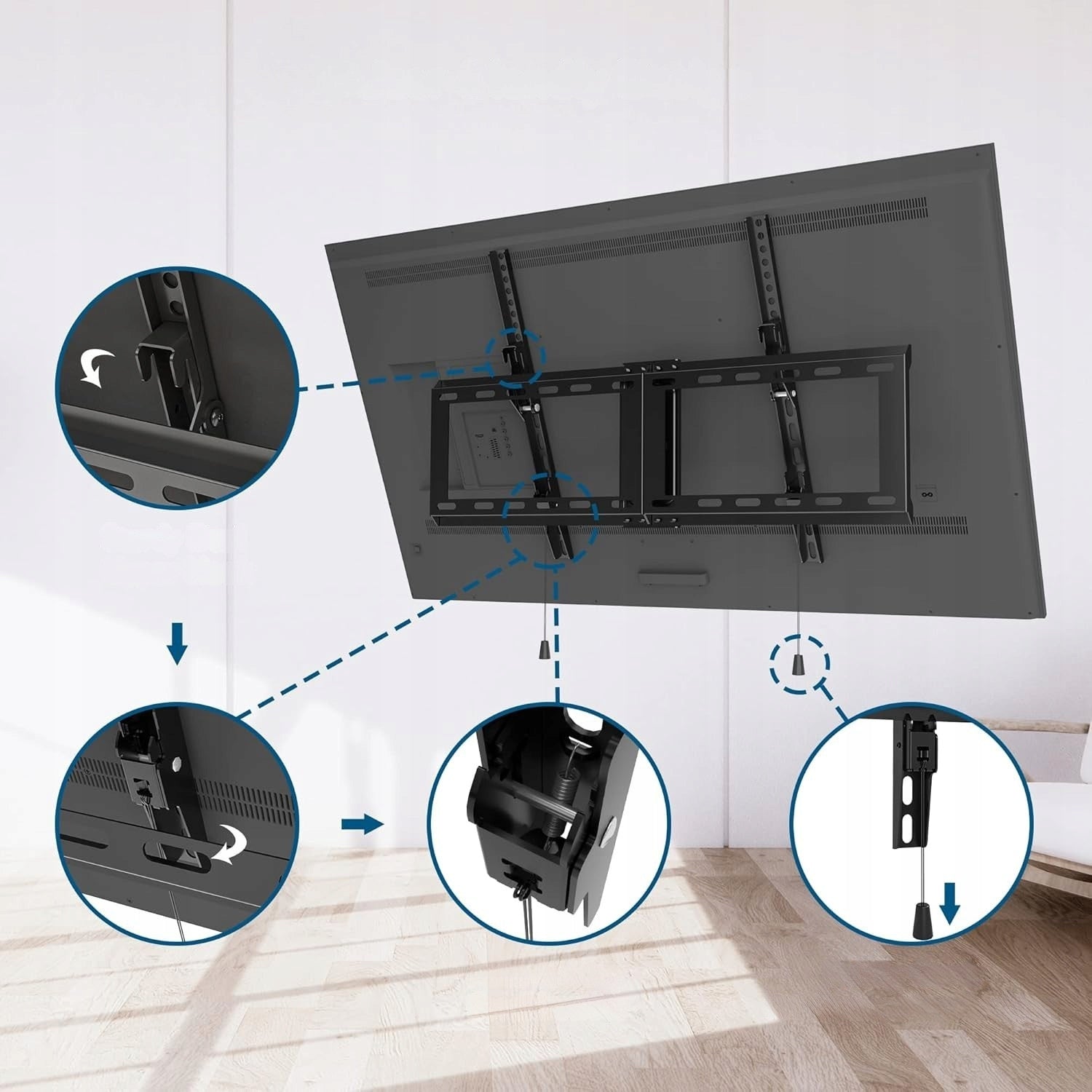 BONTEC Wall Mount for TV 37-82Cal.Ultra Durable VESA 600x400mm QwV Model Uchwyt Ścienny do Telewizora 37-82 cali Czarny