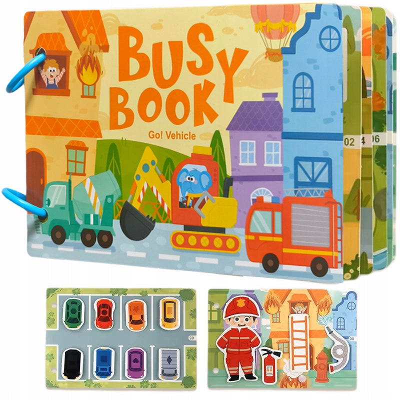 BOOK WITH VELCRO BUSY BOOK FOR CHILDREN VEHICLES CAR WITH VELCRO PUZZLE