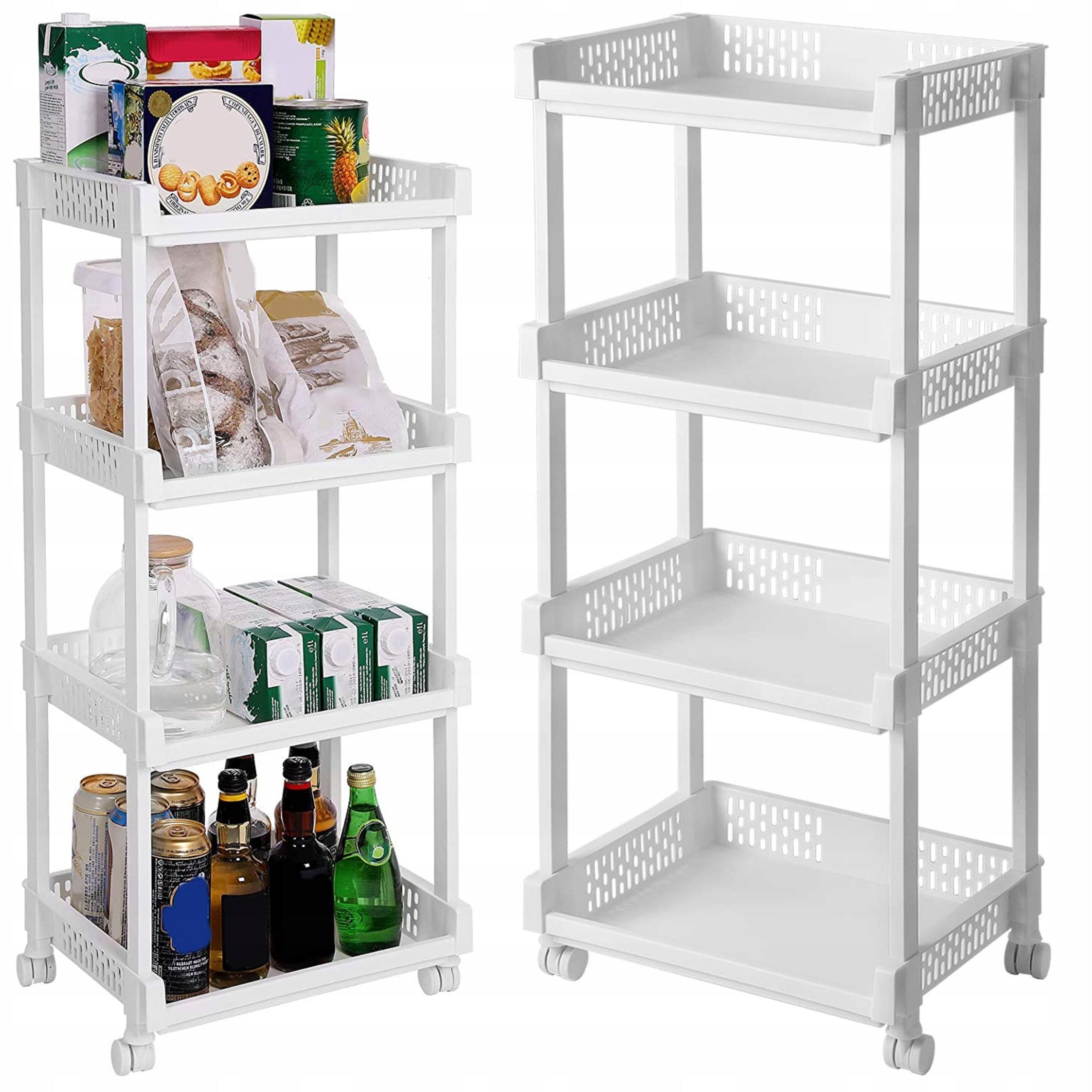 BOOKCASE 4 SHELVES TROLLEY ON WHEELS FOR KITCHEN FOR BATHROOM MOBILE