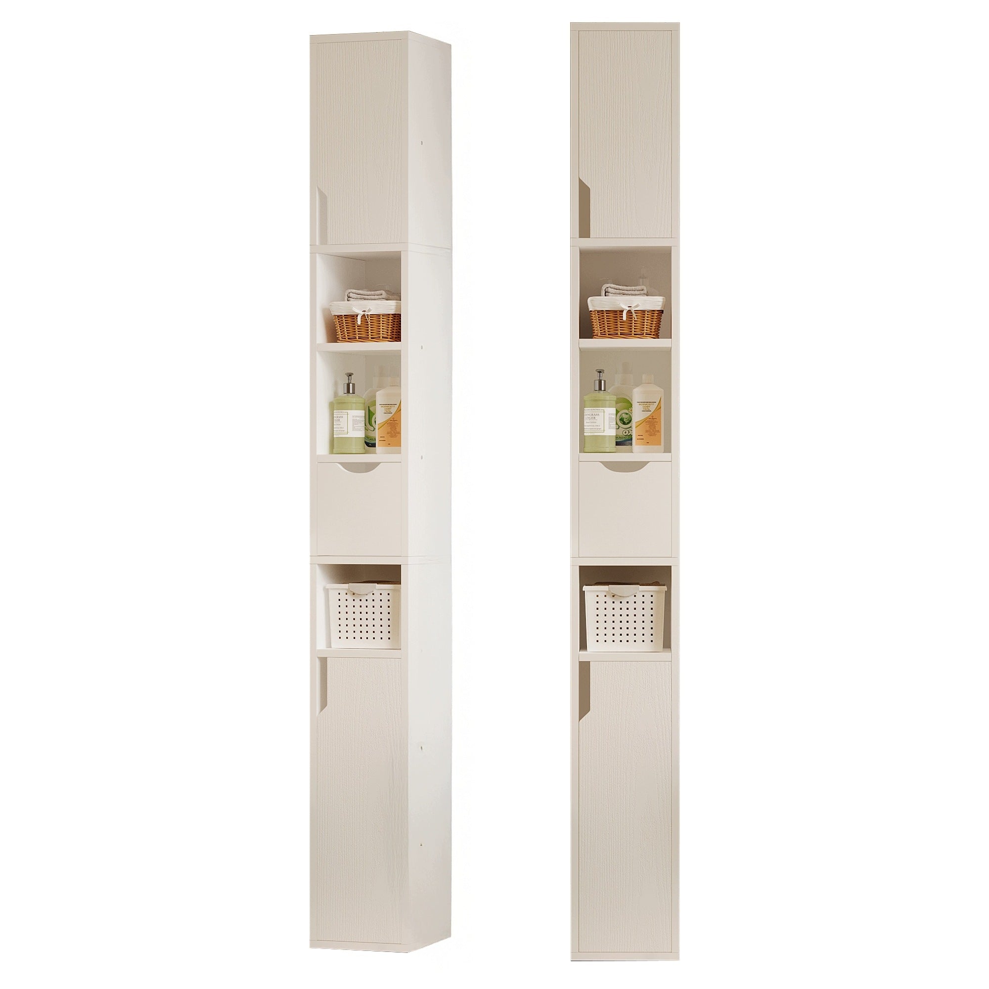 BOOKCASE NARROW POST WHITE BATHROOM STANDING 1 DRAWER PRACTICAL LOFT