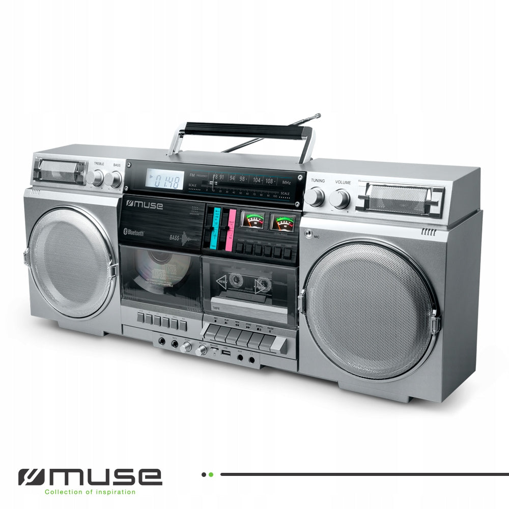 BOOMBOX RADIO PLAYER MUSE CD PLAYER AUX SD BLUETOOTH TAPE RECORDER USB Brand Muse