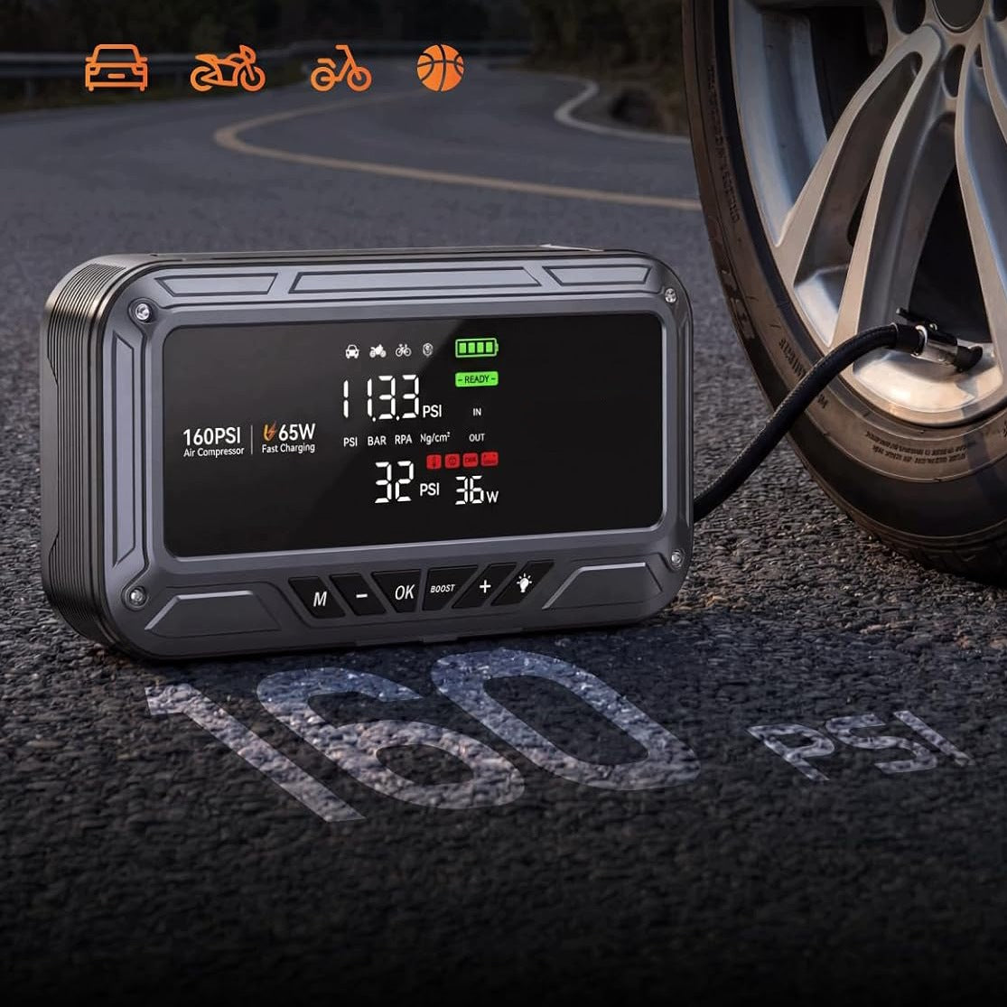 BOOSTER JUMP STARTER START 12V POWERBANK COMPRESSOR CAR PUMP 4IN1 Brand LTC