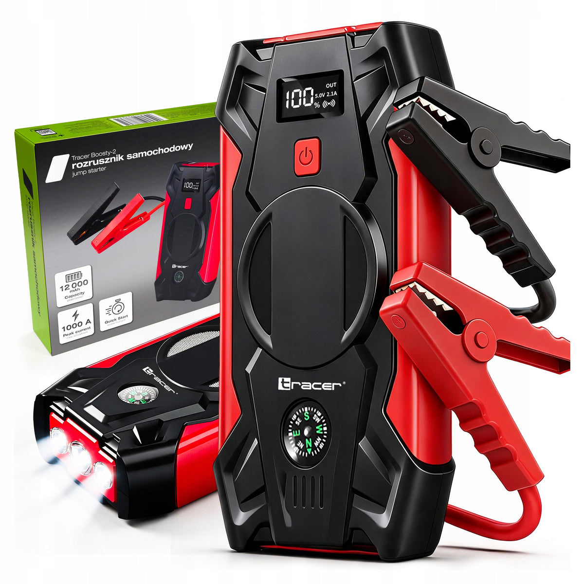 BOOSTER Jump starter TRACER 12000mAh Starter Powerbank Flashlight 1000A