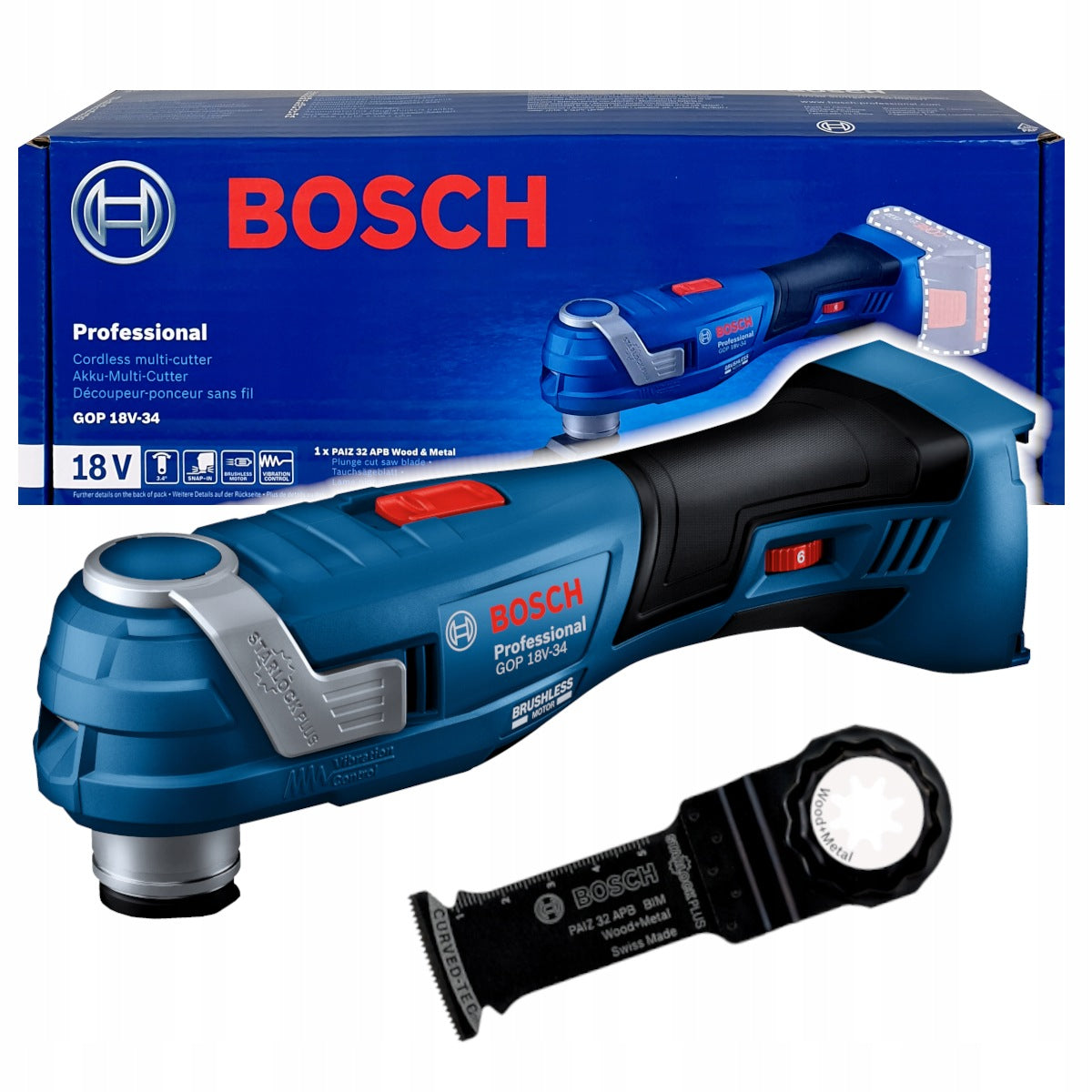 BOSCH GOP 18V-34 Cordless Starlock BODY SOLO Multifunction Tool