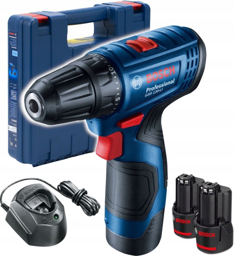 BOSCH SCREWDRIVER GSR 120-LI 12V 2x 2.0 AH SUITCASE