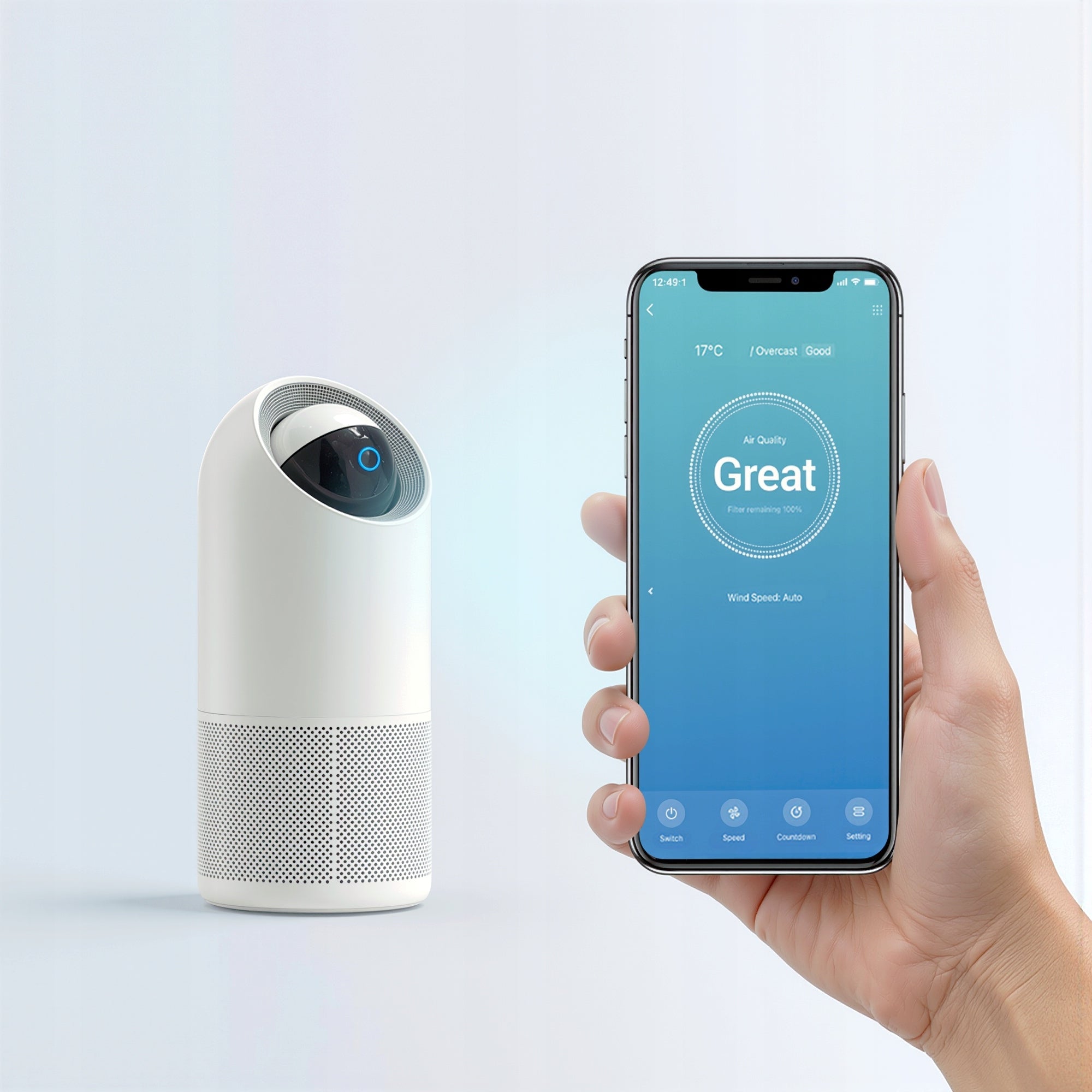 BOSTE AIR PURIFIER HEPA H13 UP TO 35M2 SMART WIFI QUIET Maximum efficiency 280 m³/h