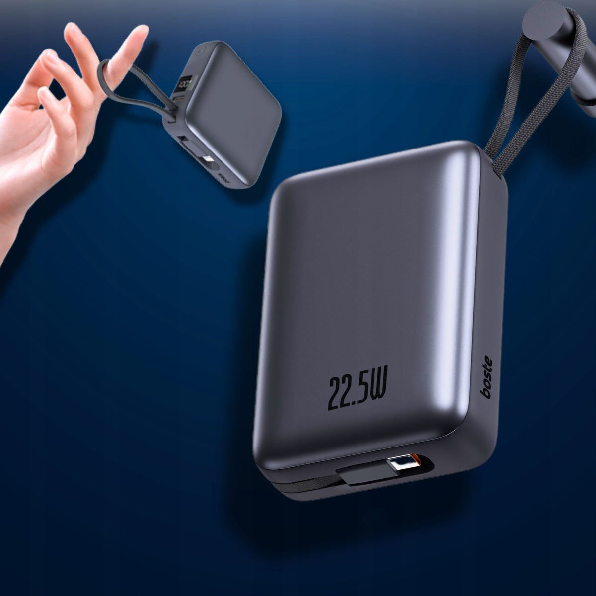 BOSTE POWER BANK 20000MAH 22.5W WITH BUILT-IN USB-C LIGHTNING PD QC CABLES Packaging status original