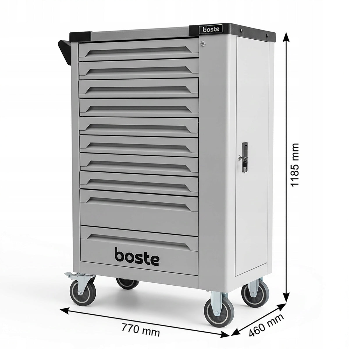 BOSTE WORKSHOP CABINET TOOL TROLLEY 10 DRAWERS LOCK BRAKE STORAGE Manufacturer code TTR710-MG