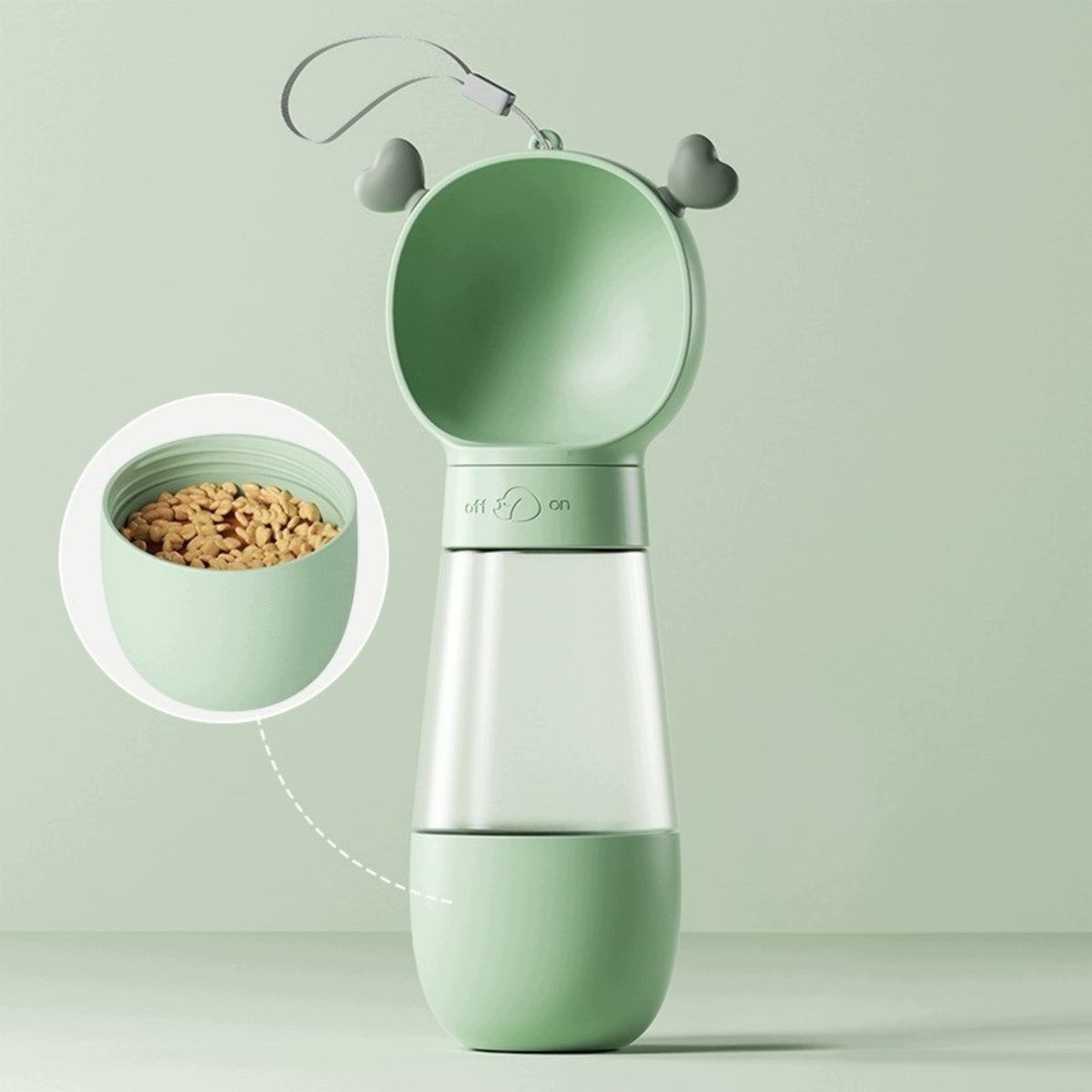 BOTTLE dog bottle with food container DRINKER WITH BOWL 550ml 3in1 Manufacturer code BIDON butelka dla psa z pojemnikiem na karmę