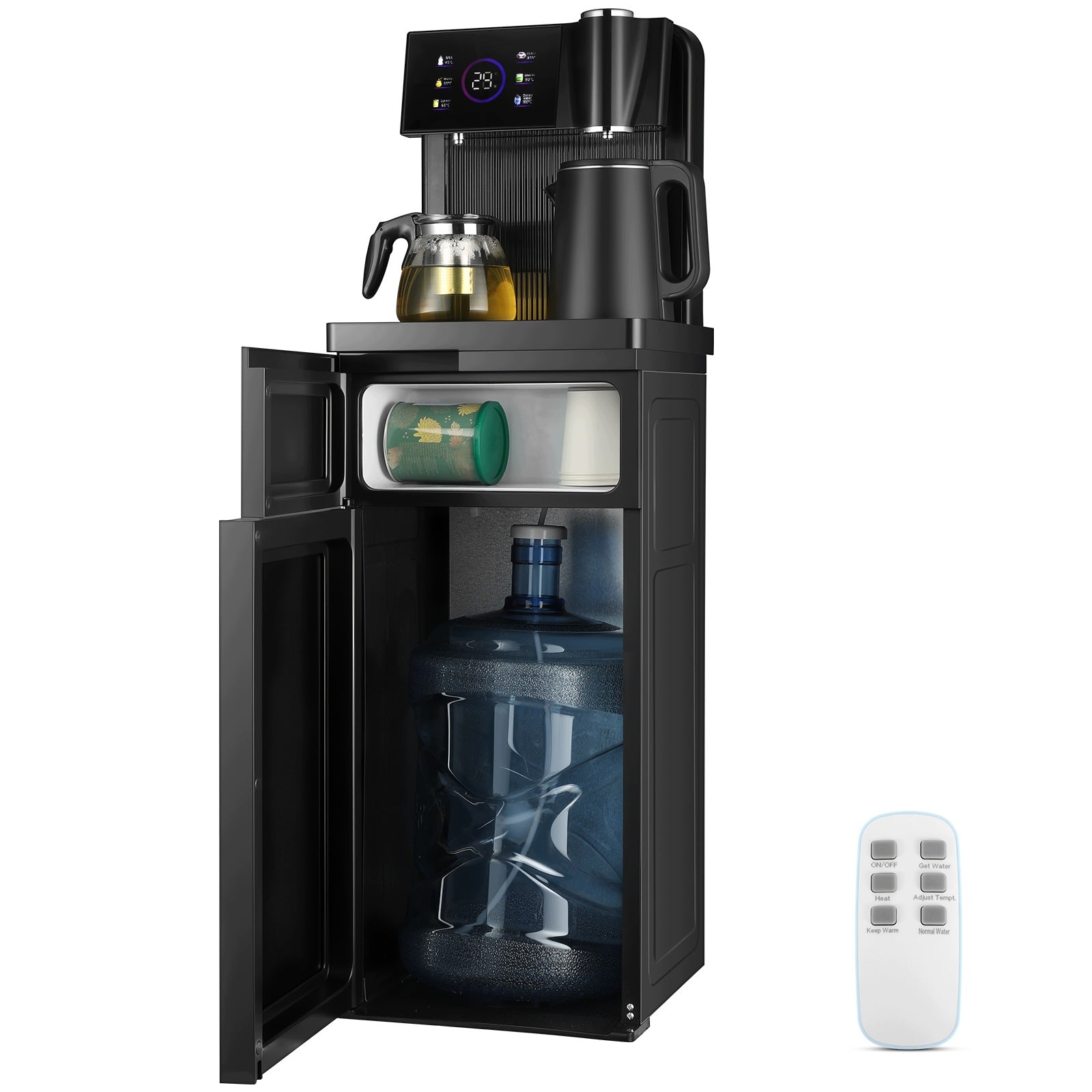 BOTTOM LOADING WATER DISPENSER TEA BAR 5 GALLON TOUCH REMOTE EU BLACK