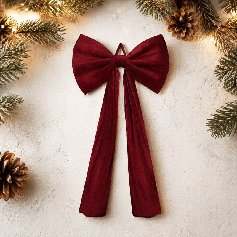 BOW BURGUNDY CHRISTMAS TREE PENDANT DOOR BALCONY 130x60cm Brand Ecarla