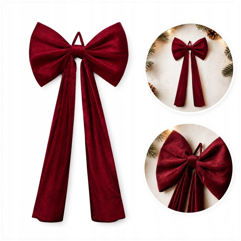 BOW BURGUNDY CHRISTMAS TREE PENDANT DOOR BALCONY 130x60cm