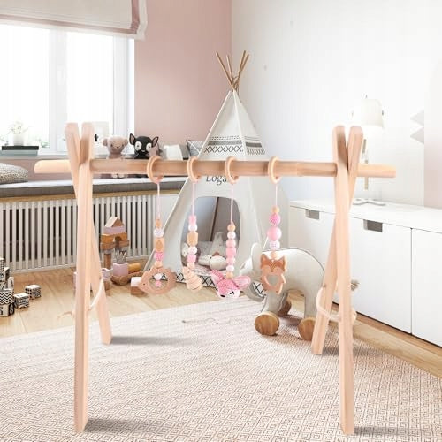 BOW TOYS WOODEN BABY GYMNASTIC STAND 4 PENDANTS Brand no brand