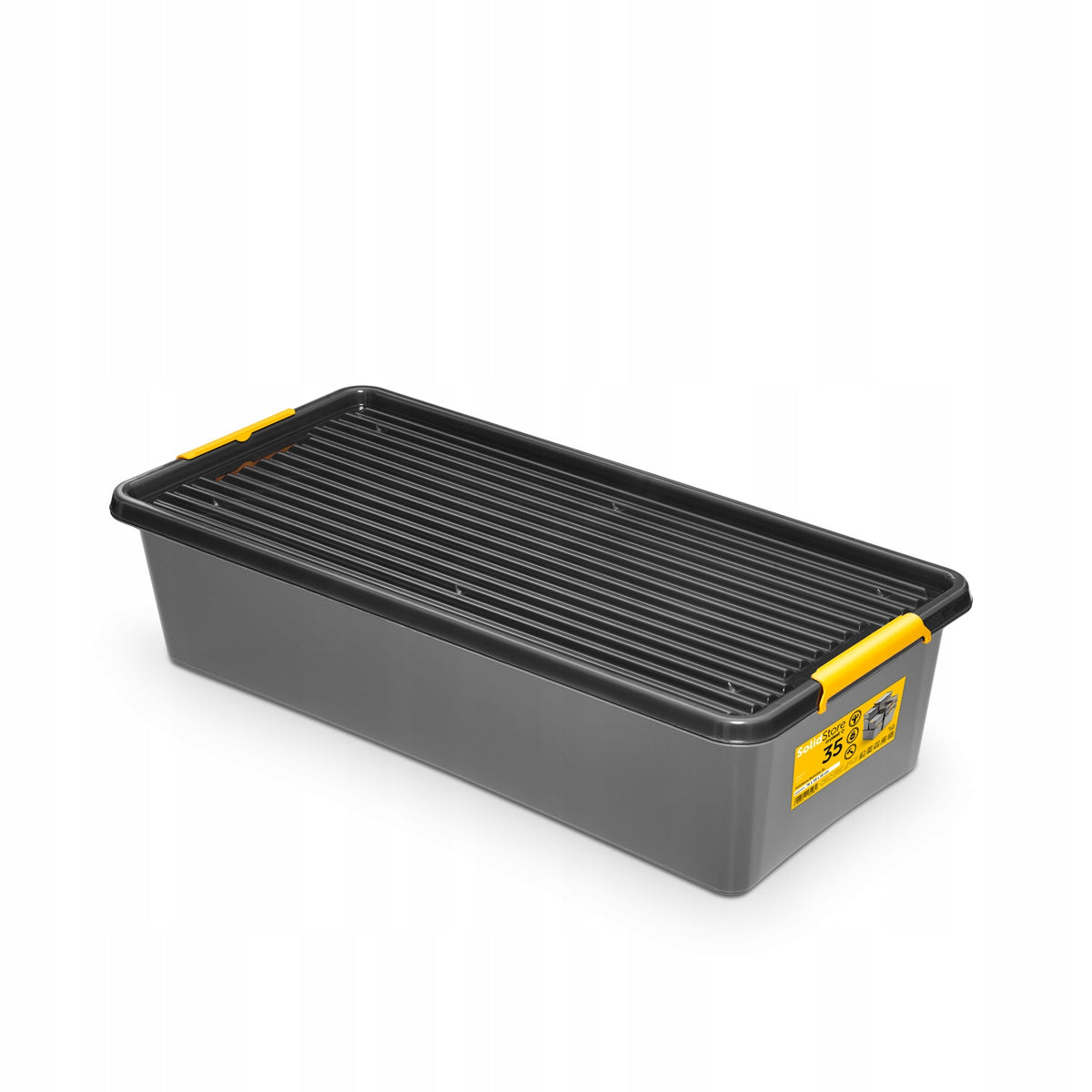 BOX PLASTIC CONTAINER 35 L COVER HANDLES GREY UNDER THE BED CIRCLES