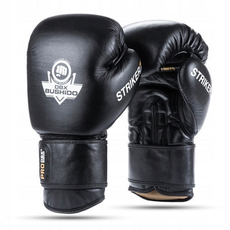 BOXING GLOVES BLACK LEATHER PROFIGHT UNIVERSAL DBX BUSHIDO 12 OZ Color black