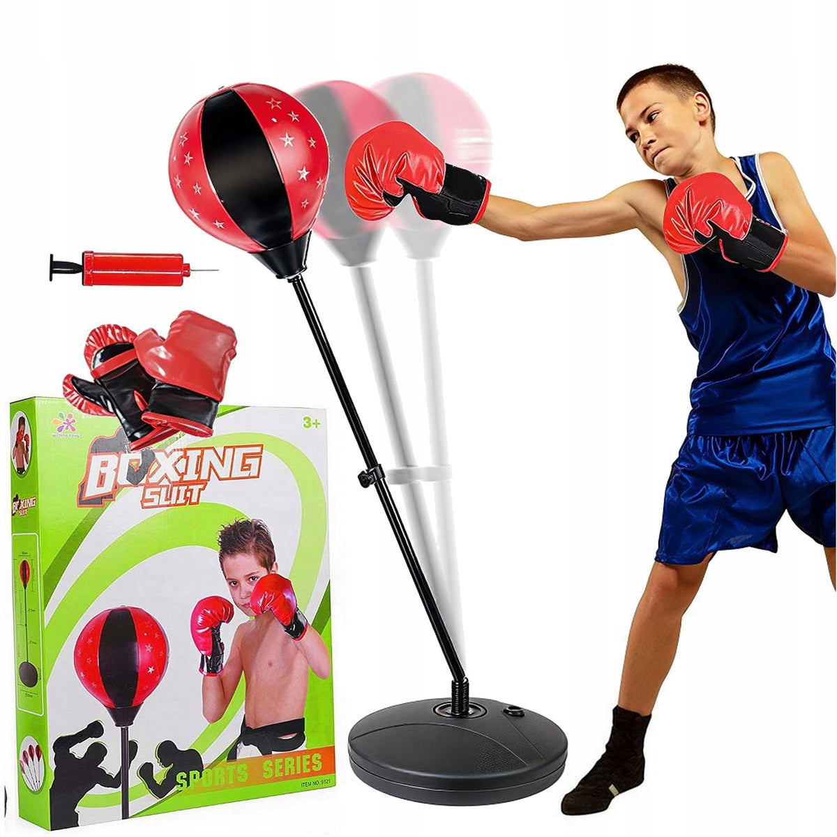 BOXING SET FOR CHILDREN PEAR ON STAND GLOVES PUNCHING BAG
