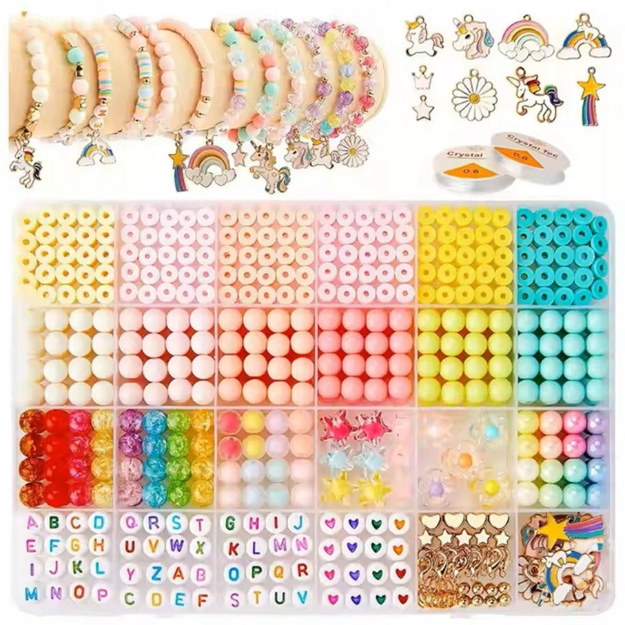 BRACELET MAKING BEADS CREATIVE JEWELRY SET WITH PONIES 6MM