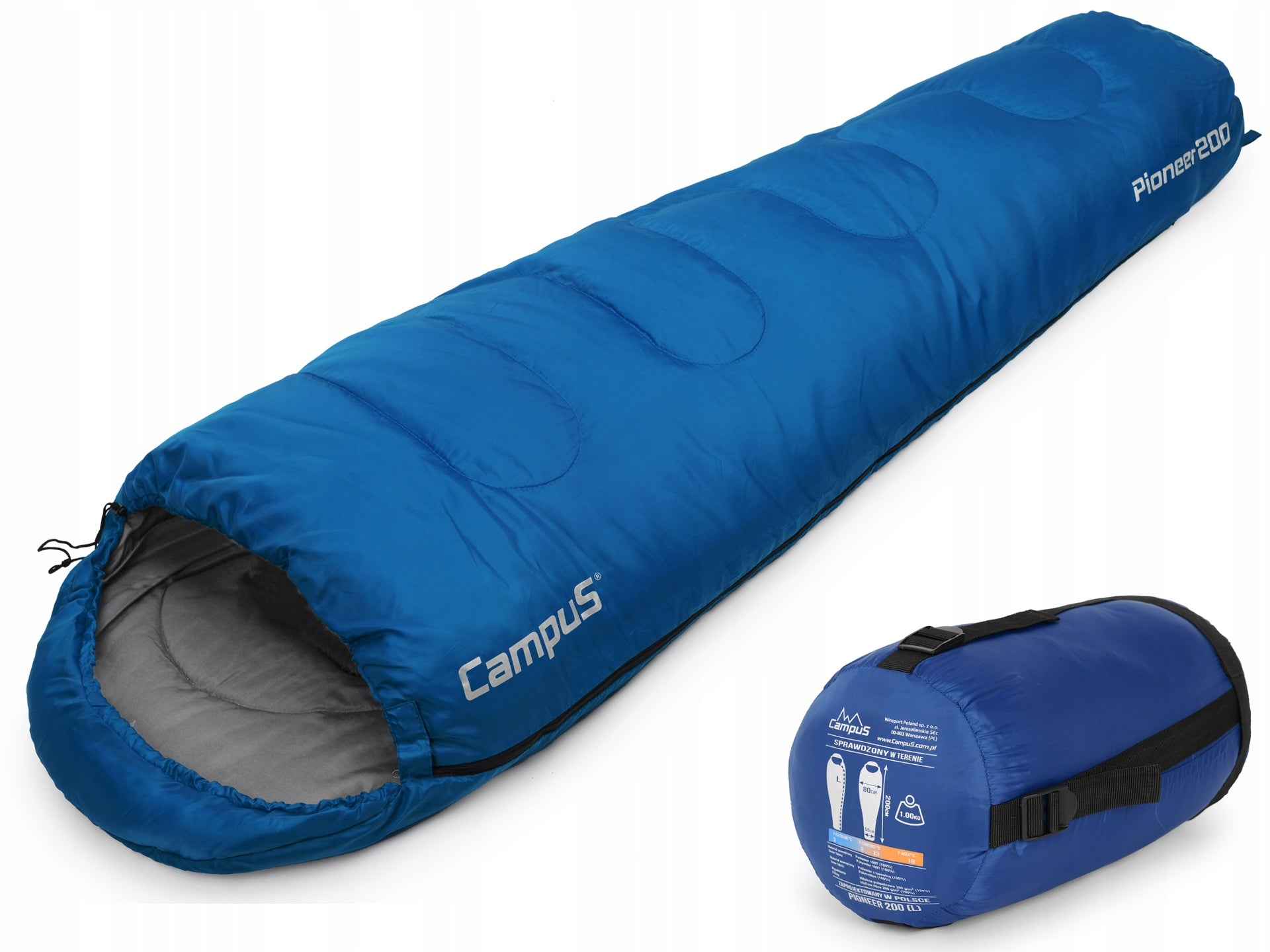 BRANDED MUMMY SLEEPING BAG CAMPUS PIONEER 200 3 COLORS