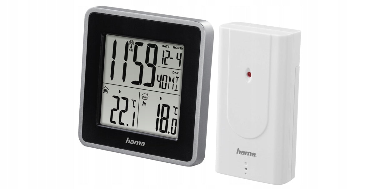 BRANDED WEATHER STATION HAMA EWS INTRO TEMPERATURE CLOCK DCF BEZPRZ. SENSOR Brand Hama