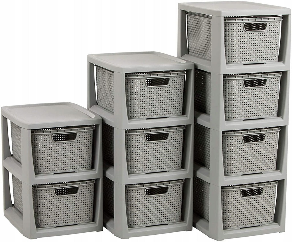 BRANQ - Bathroom shelving unit - Rattan - 2x baskets - chest of drawers post cabinet Packaging status original