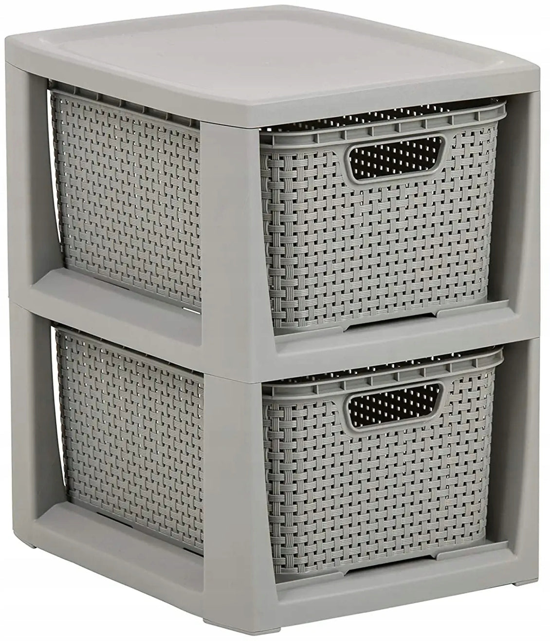 BRANQ - Bathroom shelving unit - Rattan - 2x baskets - chest of drawers post cabinet