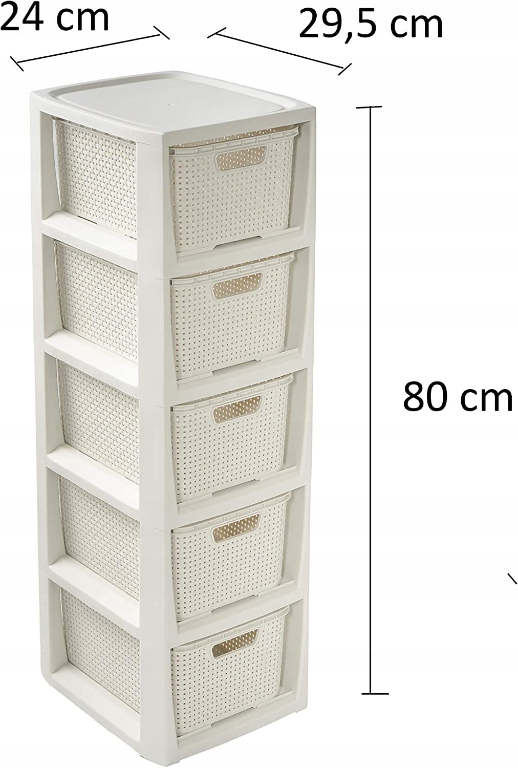 BRANQ - Bathroom shelving unit - Rattan - 5x baskets - chest of drawers post cabinet Manufacturer code 1728