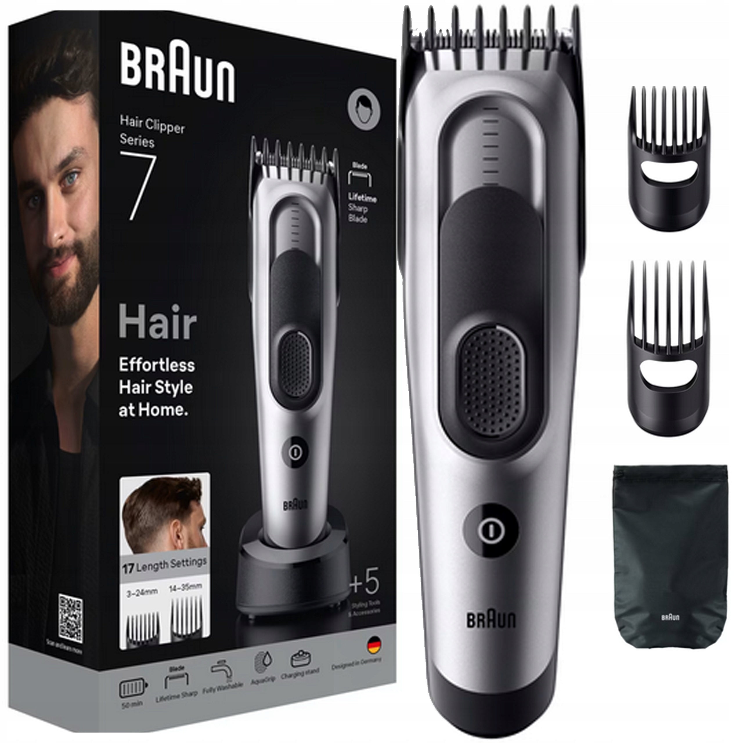 BRAUN Series 7 HC7590 Hair Clipper Wireless Trimmer +Etui