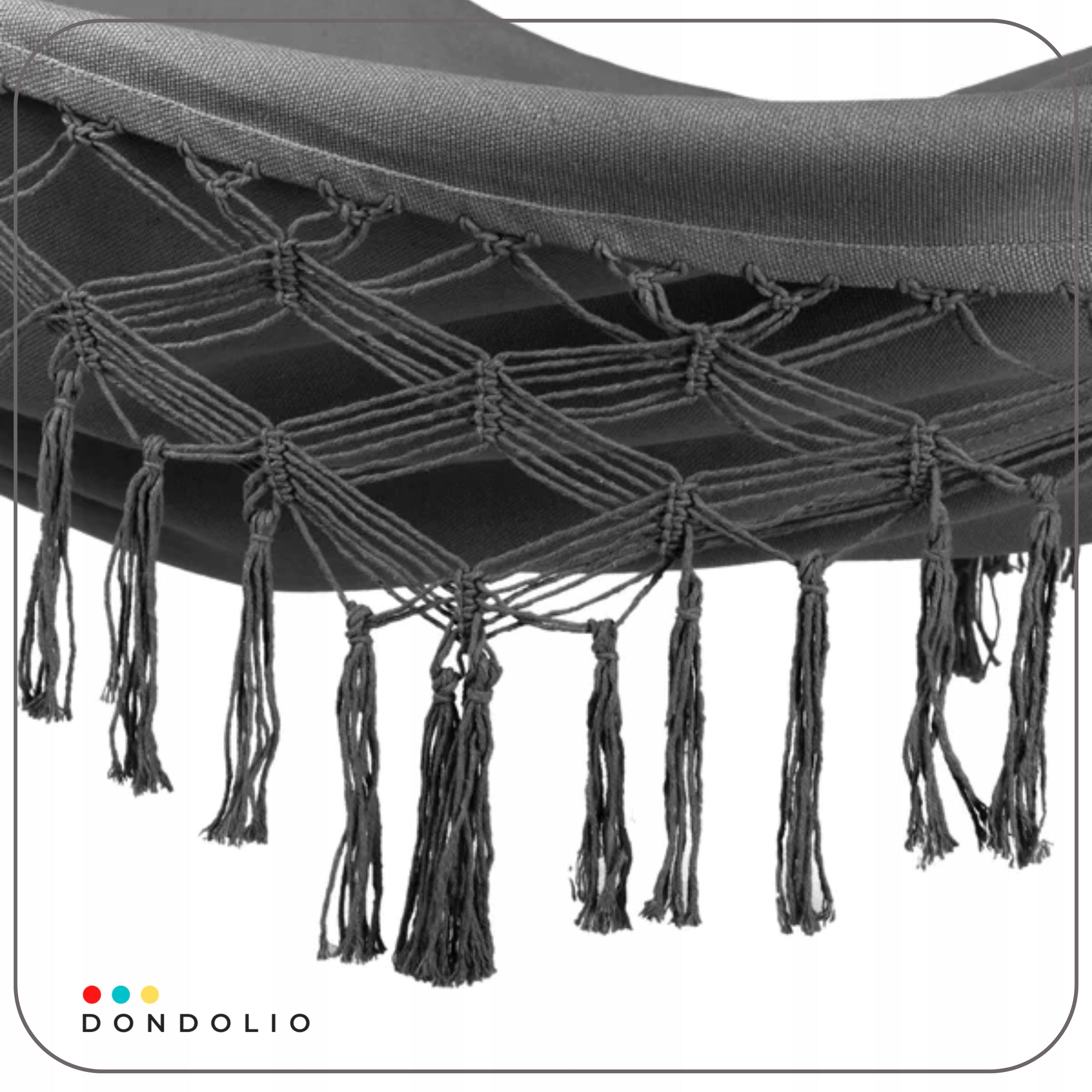 BRAZILIAN DOUBLE HAMMOCK XL BOHO COVER STRONG lifting capacity 220kg Anthracite Manufacturer Dondolio