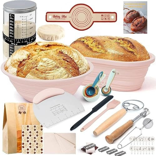 BREAD BAKING SET 18 ELEMENTS BASKETS SILICONE GLASS SOURDOUGH Brand no brand