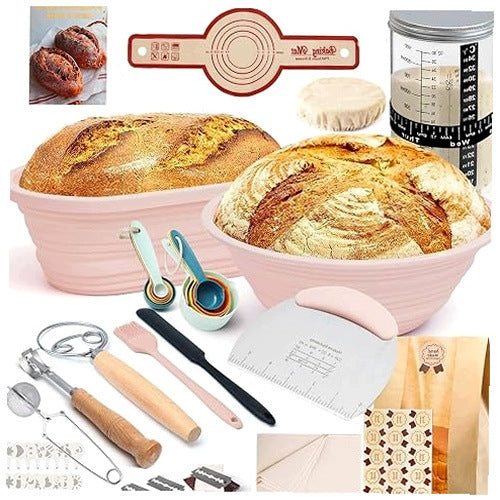 BREAD BAKING SET 18 ELEMENTS BASKETS SILICONE GLASS SOURDOUGH