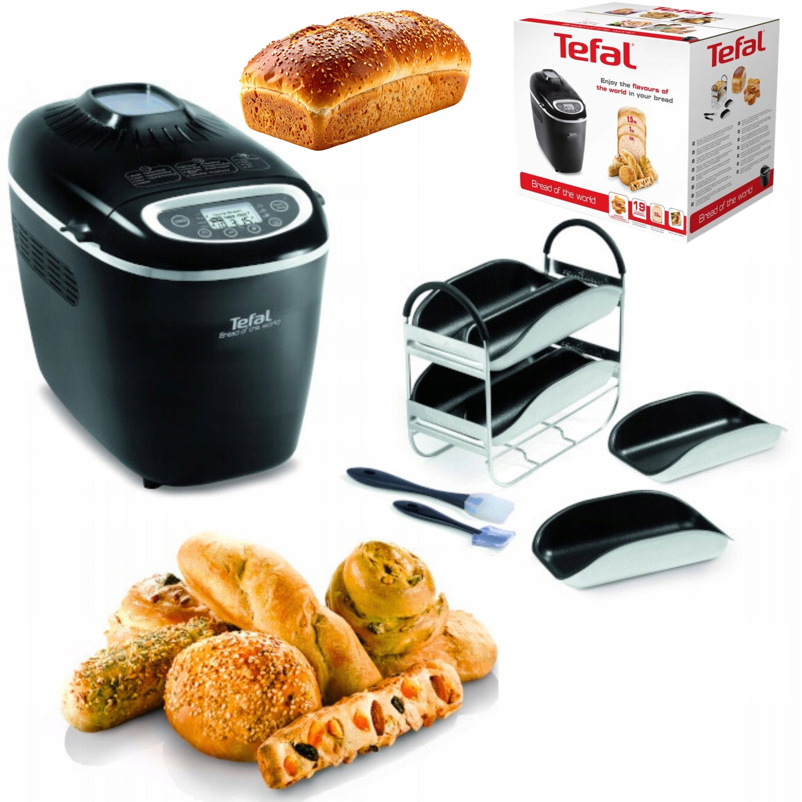 BREAD MAKER ROLLS STRONG 1600W 19 PROGRAMS SET ACCESSORIES MOLD