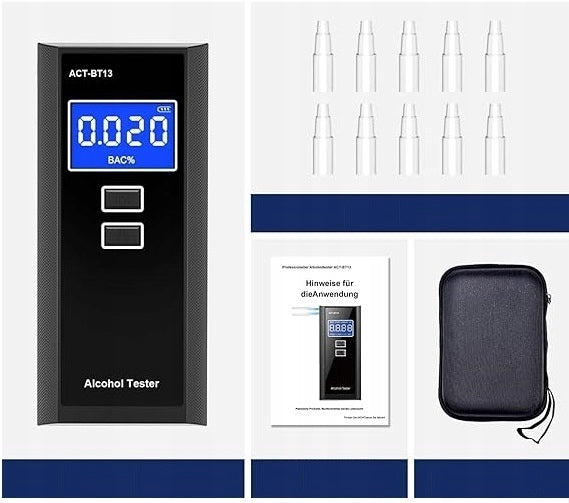 BREATHALYZER PROFESSIONAL CASE CALIBRATION 10 MOUTHPIECES ACCURACY AS POLICE Brand no brand